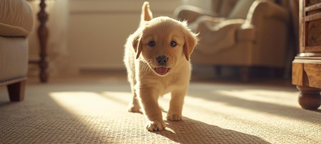 ein neuer Welpe zieht ein